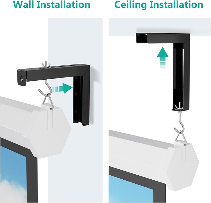 WALI Universal Projector Screen Ceiling Mount, Wall Hanging Mount L-Brackets - Image 6