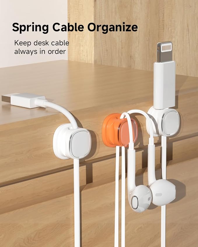 9 Pack Cord Organizer, Spring Cable Management, Adhesive Cute Cable Holder Clips - Image 2