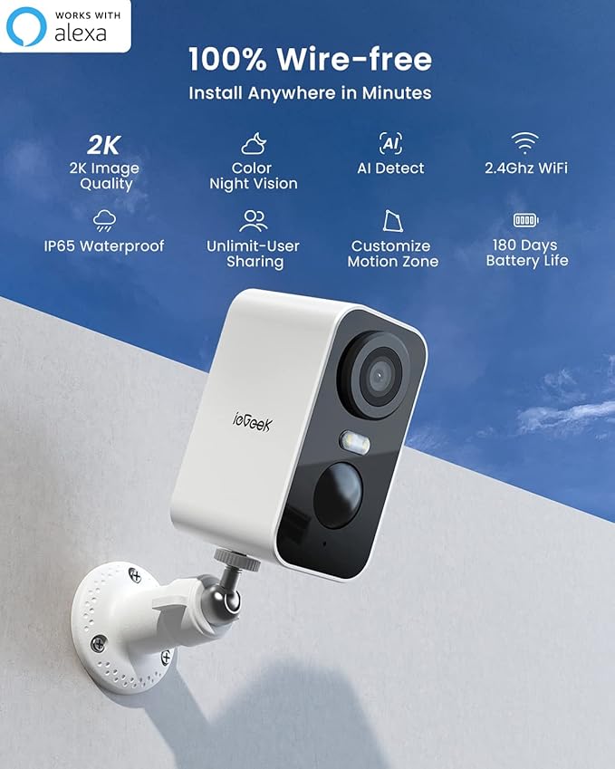 ieGeek Security Cameras Wireless Outdoor 2-Pack, 2K WiFi Surveillance Camera - Image 2