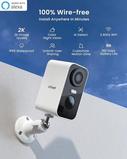 ieGeek Security Cameras Wireless Outdoor 2-Pack, 2K WiFi Surveillance Camera - Image 2