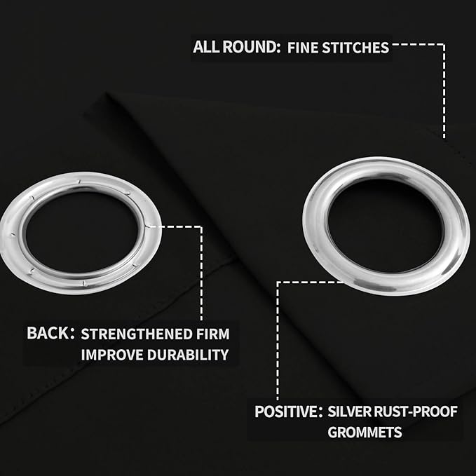 Easy-Going Blackout Curtains for Bedroom, Solid Thermal Insulated Grommet and - Image 4