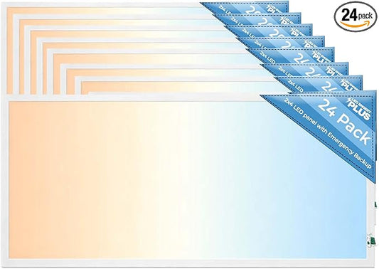 2X4 LED Flat Panel Light with Emergency Battery Backup, 50W 3000K/4000K/5000K by LED+ENERGY+PLUS