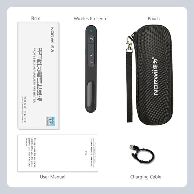 Norwii N76 Rechargeable Presentation clicker, Long Range Presentation Remote - Image 8