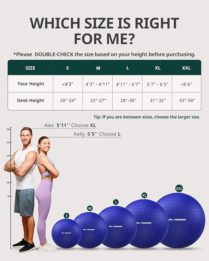 Trideer Exercise Ball for Yoga, Pilates & Fitness – Stability Ball Equipment - Image 7