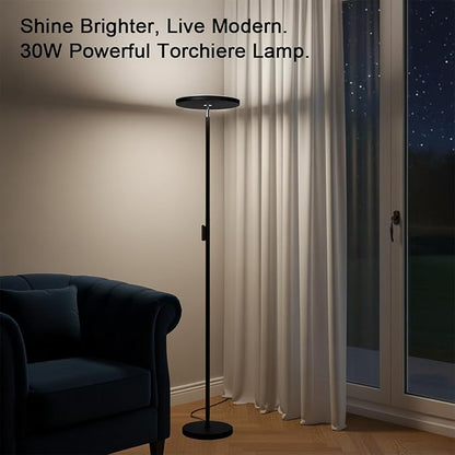 JOOFO Floor Lamp, 30W/2400LM Sky LED Modern Torchiere 3 Color Temperatures - Image 2
