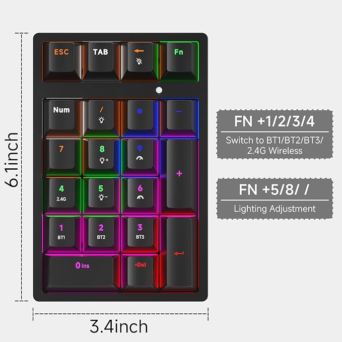 Wireless Numeric Keyboard, Mechanical Number Pad - Image 5