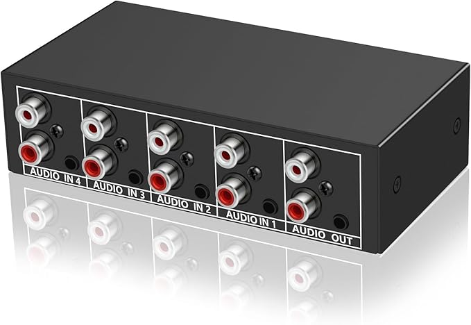 3.5mm Aux + RCA L/R Bi-Directional Stereo Audio Switch 4 in 1 Out A/B Analog by WLTASUY