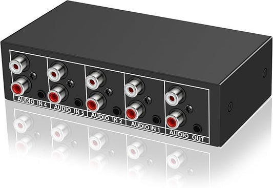 3.5mm Aux + RCA L/R Bi-Directional Stereo Audio Switch 4 in 1 Out A/B Analog by WLTASUY