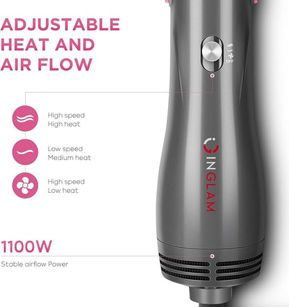 IG INGLAM 4 in 1 Hot Air Brush, Negative Ion Detachable Hair Styler & Volumizer - Image 6