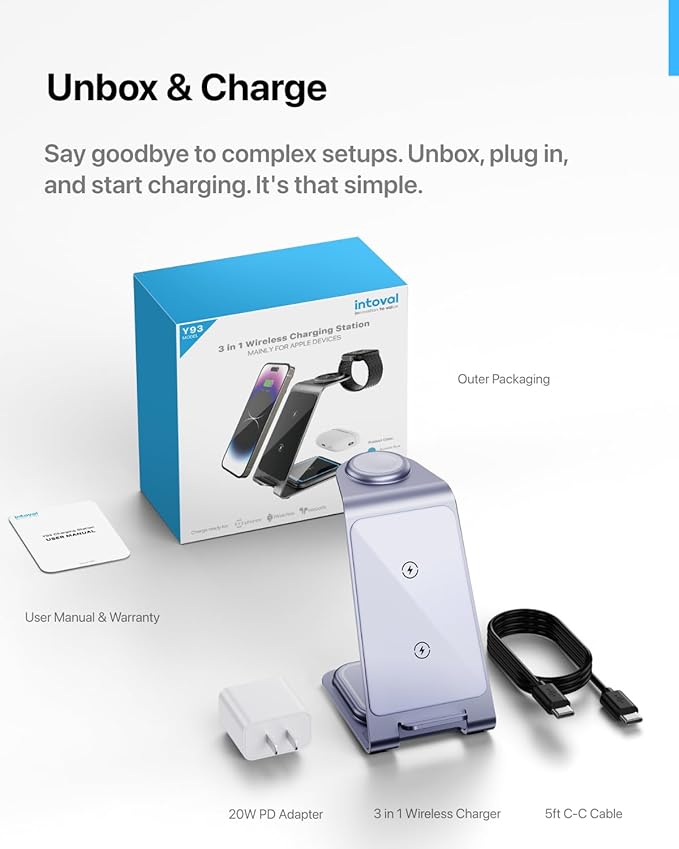 Intoval Aluminum 3 in 1 Wireless Charging Station - Image 9