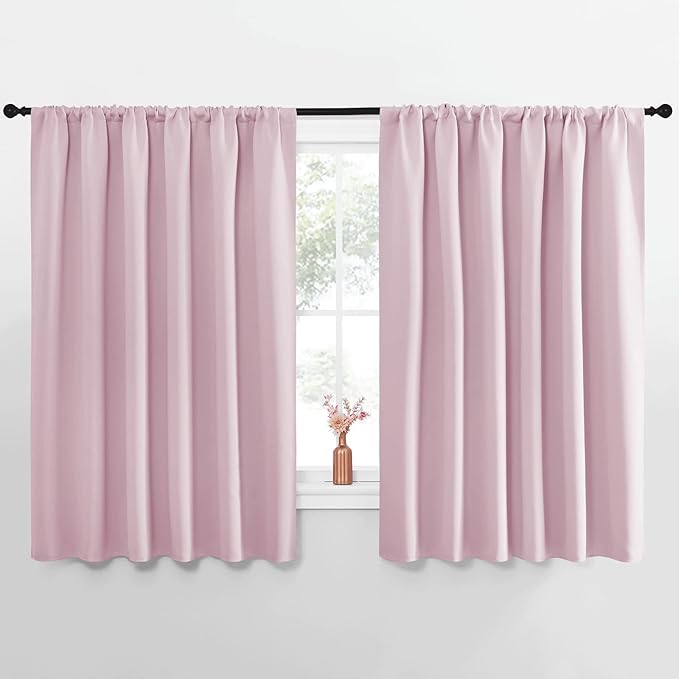 NICETOWN Blackout Curtains for Bedroom, Baby Pink, 1 Pair, 62 by 63-inch by NICETOWN