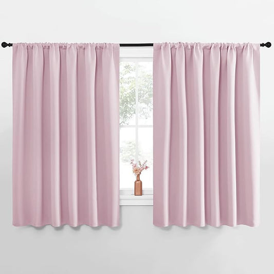 NICETOWN Blackout Curtains for Bedroom, Baby Pink, 1 Pair, 62 by 63-inch by NICETOWN