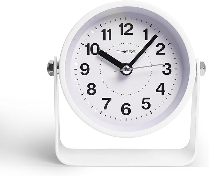 TIMESS Analog Alarm Clock, Silent Non-Ticking Quartz Movement, Battery-Operated - Image 2