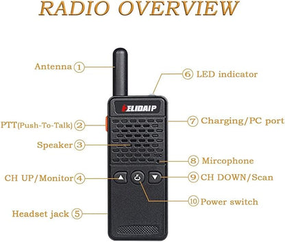 ELIDAIP T-M2 Ultra Mini Walkie Talkies, Rechargeable Two Way Radios Long Range - Image 8