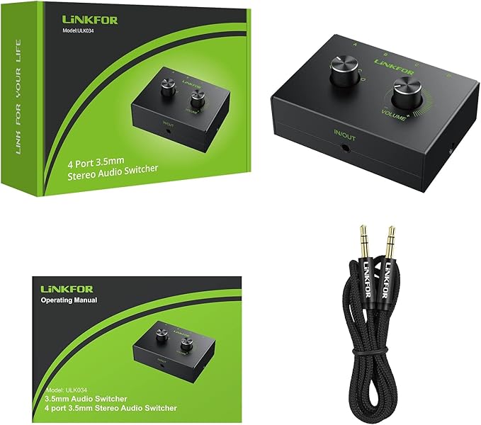 LiNKFOR 4 Port 3.5mm Stereo Audio Switch, 4 Way Stereo Audio Selector, 4 Input - Image 8