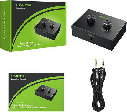 LiNKFOR 4 Port 3.5mm Stereo Audio Switch, 4 Way Stereo Audio Selector, 4 Input - Image 8