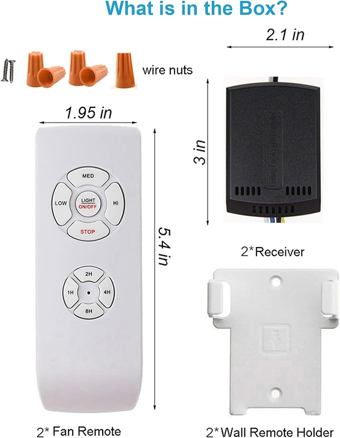 LPHUMEX 2 Pack Universal Ceiling Fan Remote Control Kits, Small Size Receiver - Image 5