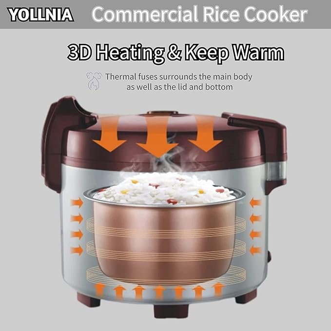 Commercial Rice Cooker & 45 Cups Large Cooker Rice | 8.17Qt Rice Warmer - Image 4