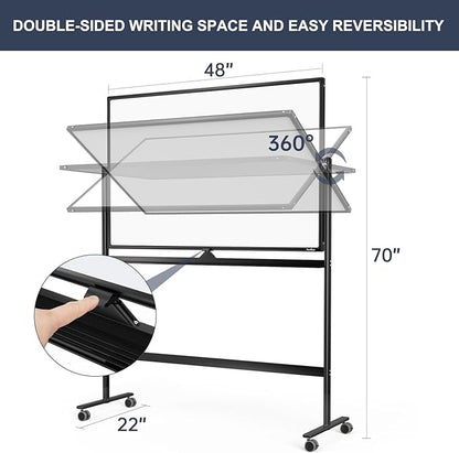 Dry Erase Whiteboard Easel on Wheels - Image 3