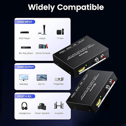 4K HDMI Audio Extractor Converter, HDMI Audio Video Splitter Adapter + Optical - Image 6