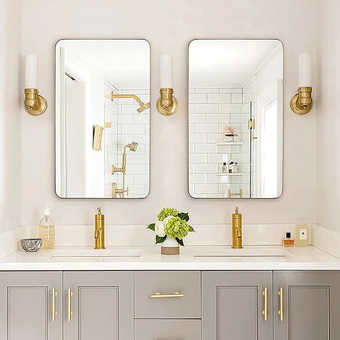 ANDY STAR 24x40 Inch Gold Bathroom Mirror, Stainless Steel Metal Frame - Image 7