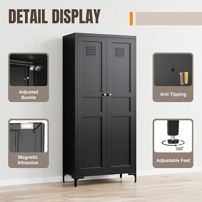 Yizosh Metal Pantry Cabinet, Tall Kitchen Pantry Storage Cabinet - Image 4