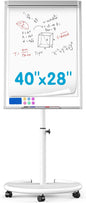Mobile Dry Erase Board on Wheels 40 x 28 Inch-Magnetic Whiteboard Easel by DexBoard