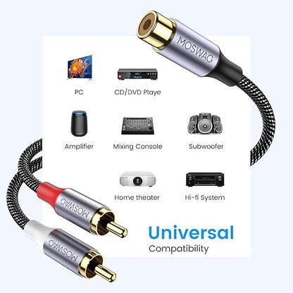 MOSWAG RCA Splitter 1 Female to 2 Male 2 Pack, RCA Y Splitter Audio Video Cable - Image 5
