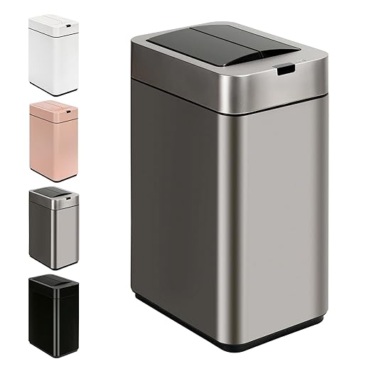 Sensor Trash Can with Butterfly Lid 2.6 Gallon Rectangular Automatic Garbage Can by SYNCVIBE