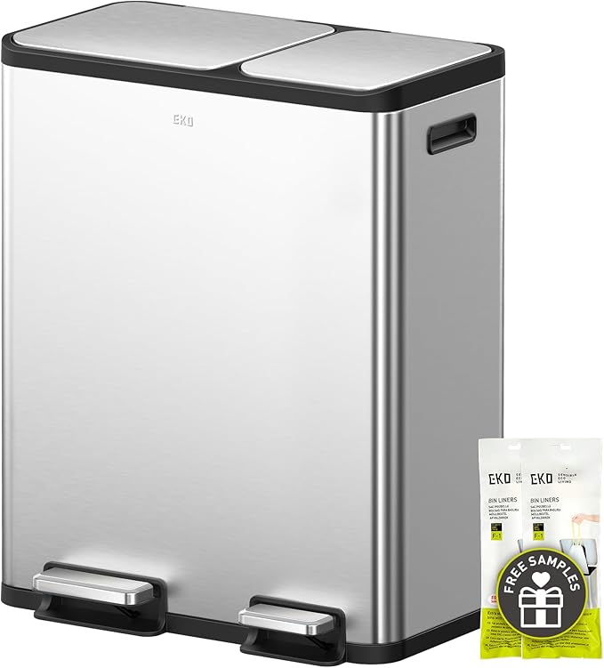 EKO EcoCasa Stainless Steel Dual Step Trash Can by EKO