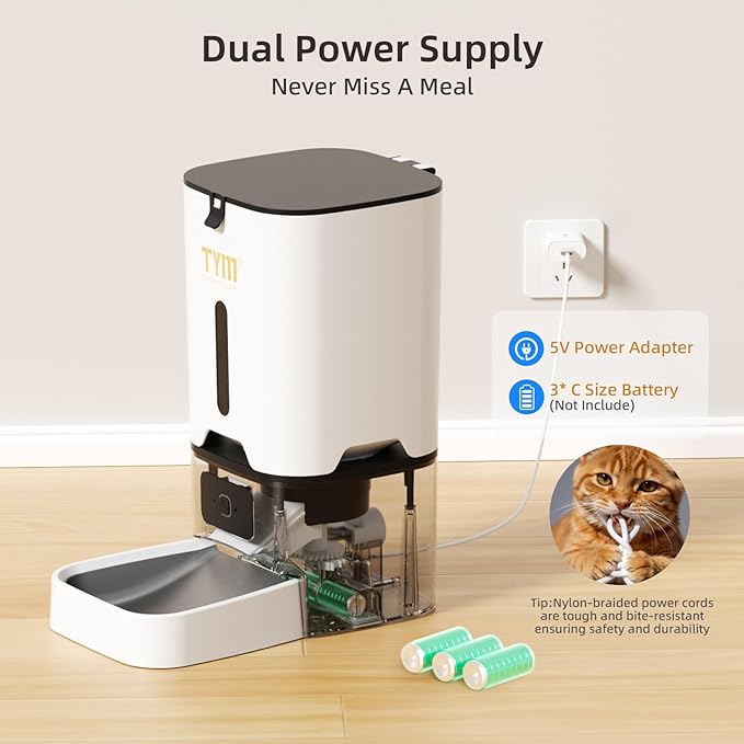 TYM Automatic Cat Feeder, 7L WiFi Cat Food Dispenser - Image 6