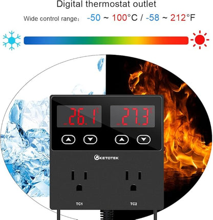 KETOTEK KT99pro Dual Digital Temperature Controller Outlet 10A Relay Heating - Image 4