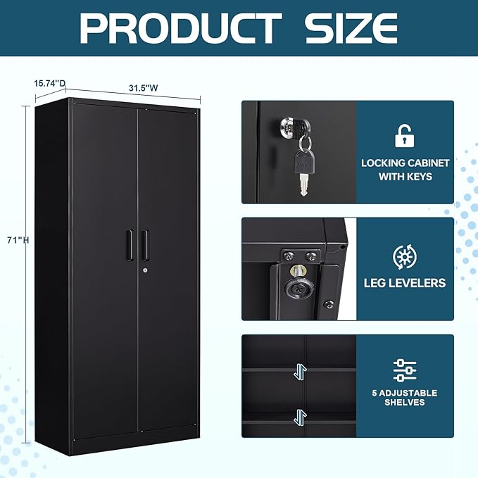 MIIIKO Black Garage Storage Cabinet - Image 3