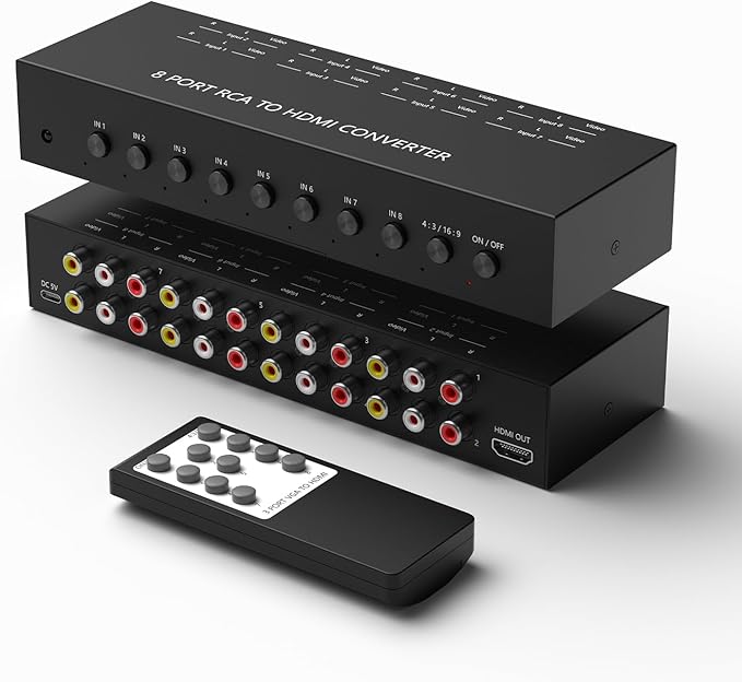 RuiPuo 8Port AV to HDMI Converter Adapter Support 16:9/4:3 Switch by RuiPuo