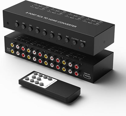 RuiPuo 8Port AV to HDMI Converter Adapter Support 16:9/4:3 Switch by RuiPuo