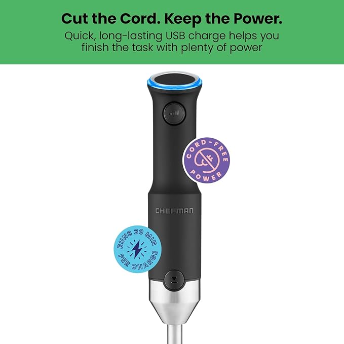 Chefman Cordless Power Portable Immersion Blender, Ice Crushing Power - Image 4