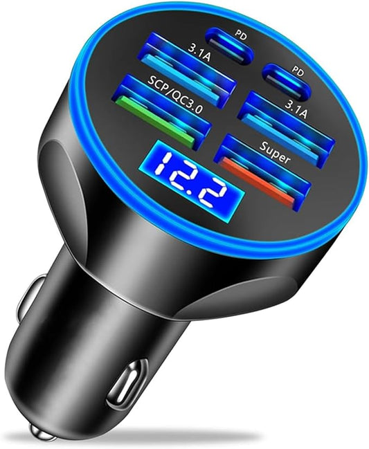 Super Fast Charge USB C Car Phone Charger Adapter 6 in 1 by UYUXIO