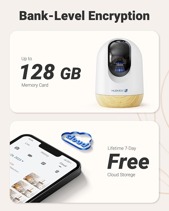 MUBVIEW 5MP Plug-in Indoor Security Camera no Subscription, 5/2.4G WiFi Pet Cam - Image 9
