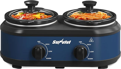 Sunvivi Double Slow Cooker, 2 Removable Pots Small Mini Crock Buffet Server and - Image 8