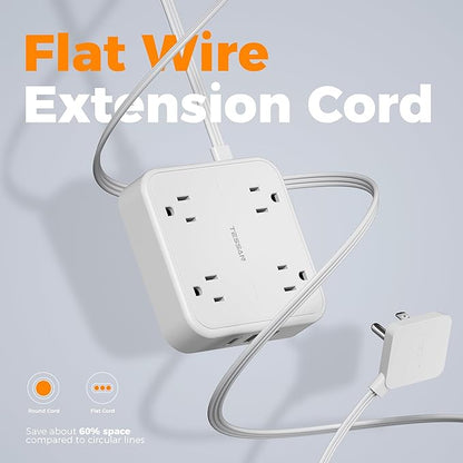 Surge Protector Flat Extension Cord 10FT, TESSAN Flat Plug Power Strip - Image 7