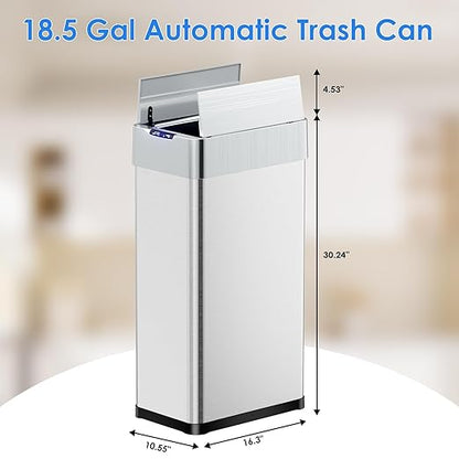 TLSUNNY 18.5 Gallon Automatic Trash Can, Stainless Steel Motion Sensor Garbage - Image 3