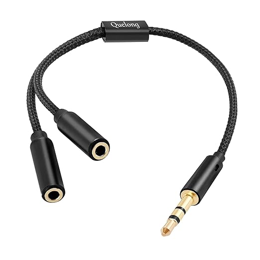 Quelong 1Pcs Headphone Splitter, Dual Headphone Nylon Braided Extension Cable by Unknown