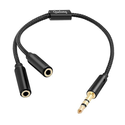 Quelong 1Pcs Headphone Splitter, Dual Headphone Nylon Braided Extension Cable by Unknown