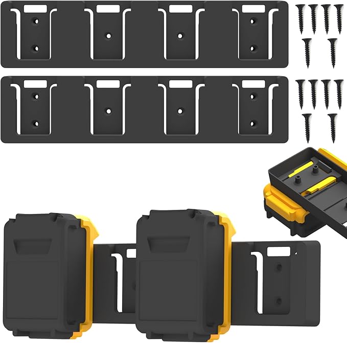 Battery Rack Compatible with DeWalt 20V Battery Holder, Mount 4 Slot Bulk by SZWJT-LV