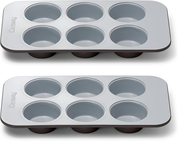 Caraway Nonstick Ceramic 6 Cup Muffin Pan Duo – Non-Toxic, PTFE & PFOA Free – by Caraway