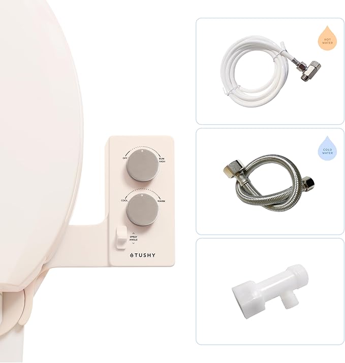 TUSHY Spa Self-Cleaning Warm Water Toilet Bidet Attachment. Adjustable Nozzle by TUSHY