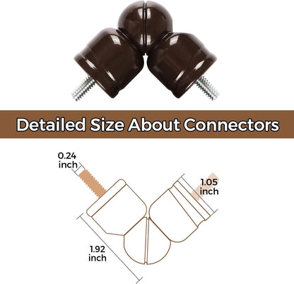 Corner Connector 2 Pack for 1" and 7/8" Diameter Rod, Bronze | Durable Metal Material, 360° Rotatable Elbow Connectors, Fit for Corner and Bay Window Curtain Rods