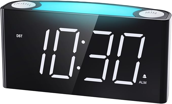 Mesqool Digital Alarm Clock for Bedroom, 7.5" Big Display, 7-Color Night Light by Mesqool