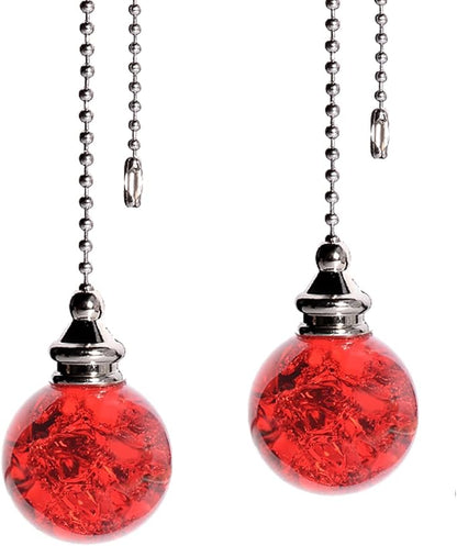 2PCS Red Pull Chain Crystal Glass Ice Cracked Ball Pull Chain by LONGSHENG-SINCE2001-