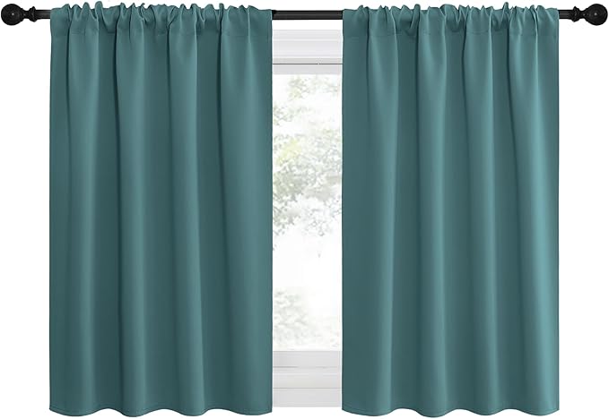 NICETOWN Kitchen Curtains, Sea Teal, Short Blackout Curtains & Drapes, Thermal by NICETOWN